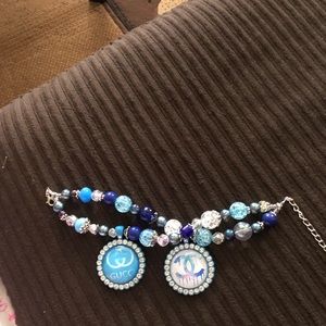Navy and sky blue tray charm bracelet